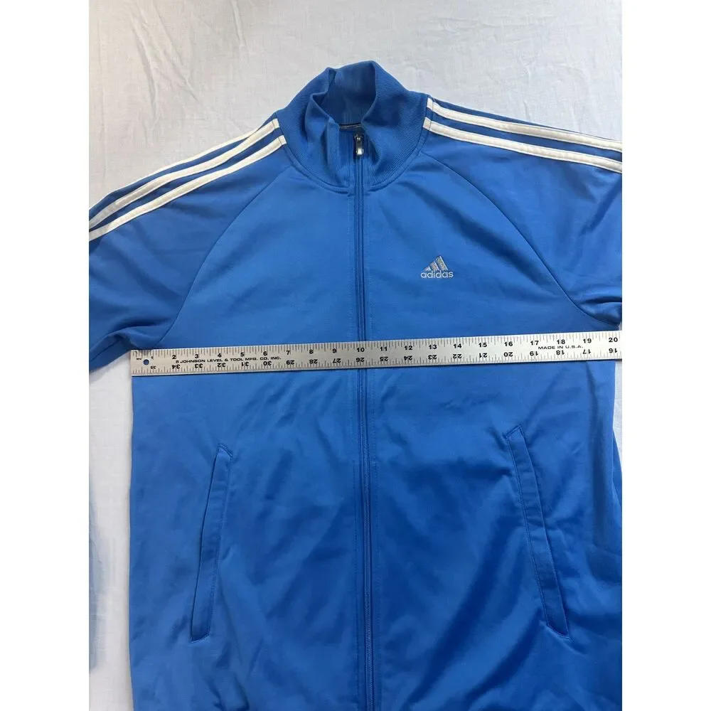 Adidas Clima365 Climalite Full Zip Track Jacket Blue White 3-Stripes Mens Small